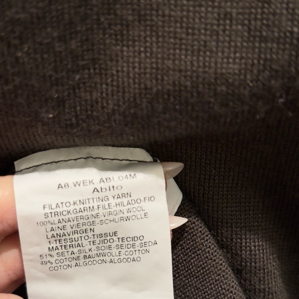 MaxMara Chocolate Brown Ribbed Knit Turtleneck Silk Panel Abitdo Dress Size M - Picture 5 of 7